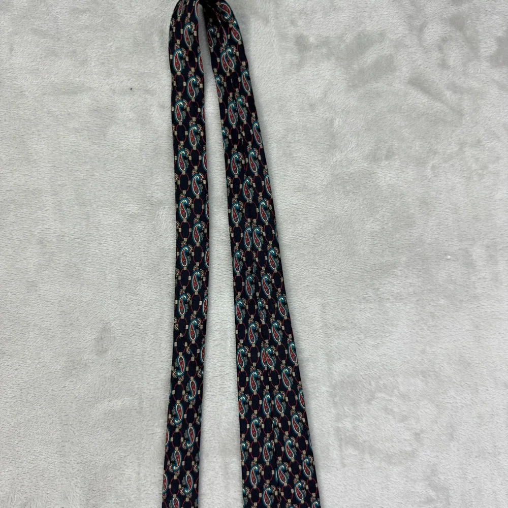Christian Dior Tie Mens 3.5 Black Paisley Silk Vintage Formal Designer Accessory